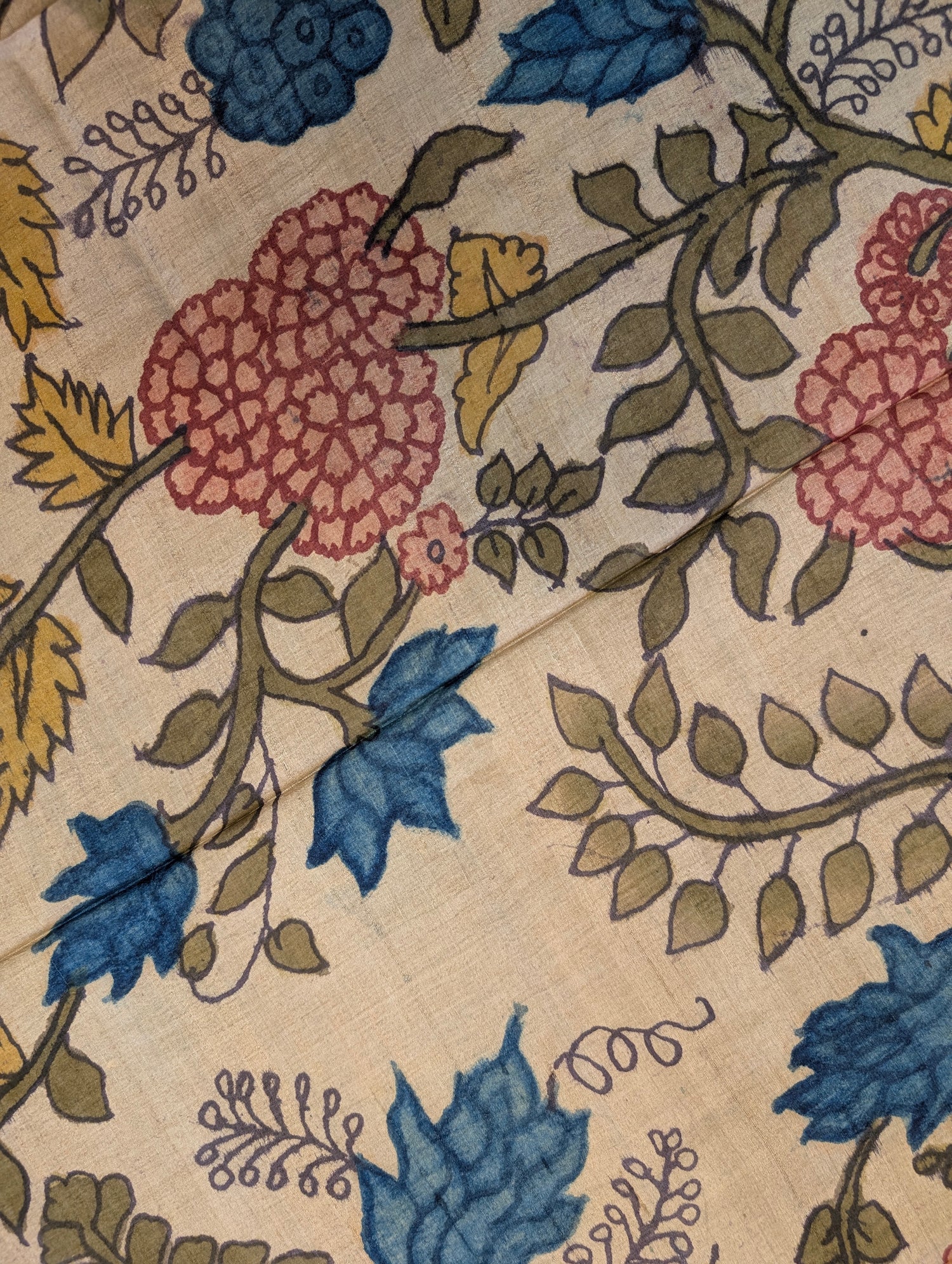 Pen Kalamkari X Pure Tussar - Soft Beige