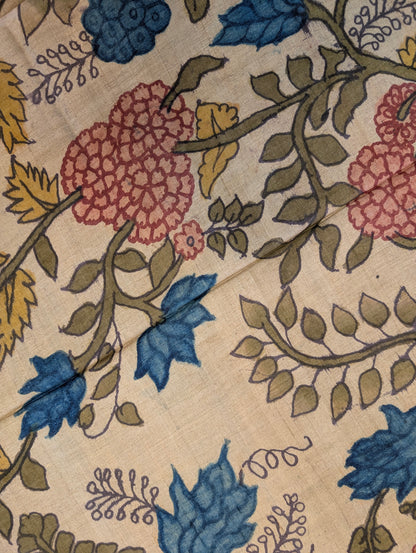 Pen Kalamkari X Pure Tussar - Soft Beige