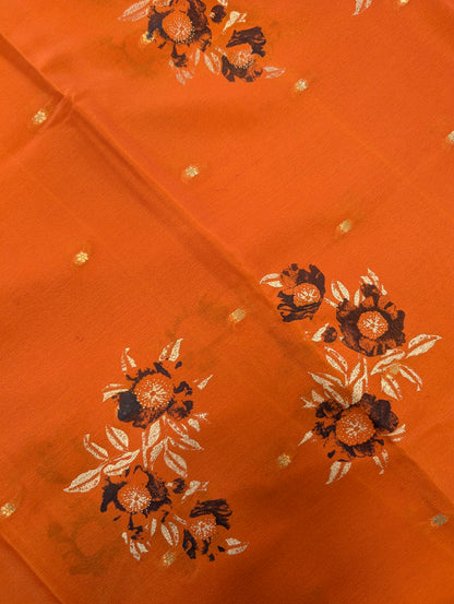 Pure Mysore Silk Crepe - Burnt Orange with Brown