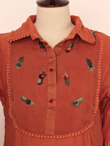 Peach Embroidered Kurta Set