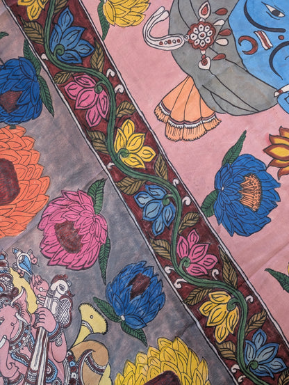 Pure Modal silk X Pen Kalamkari - Dusty Mauve