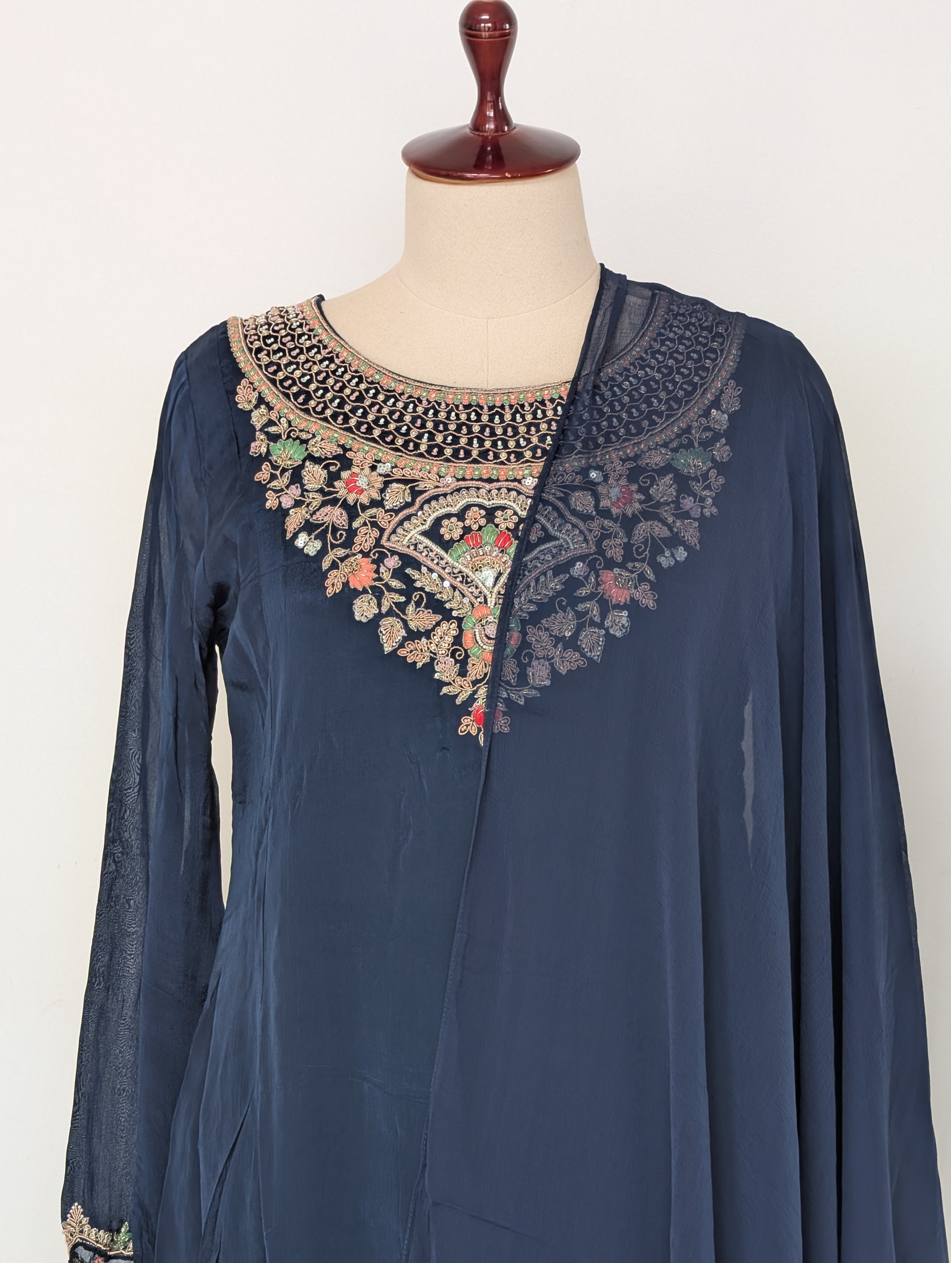 Navy Blue Embroidered Salwar