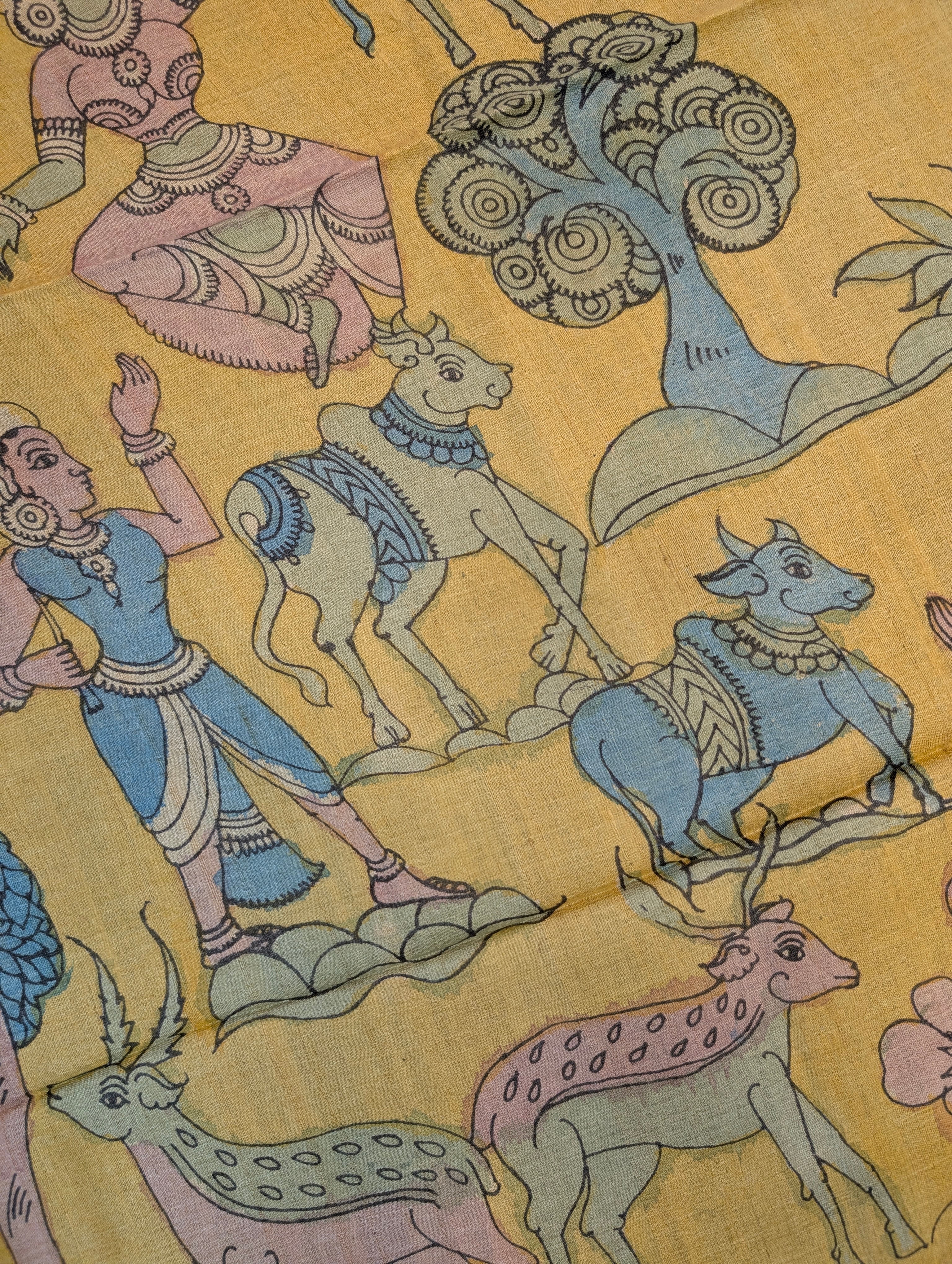 Pen Kalamkari X Pure Tussar - Antique Gold