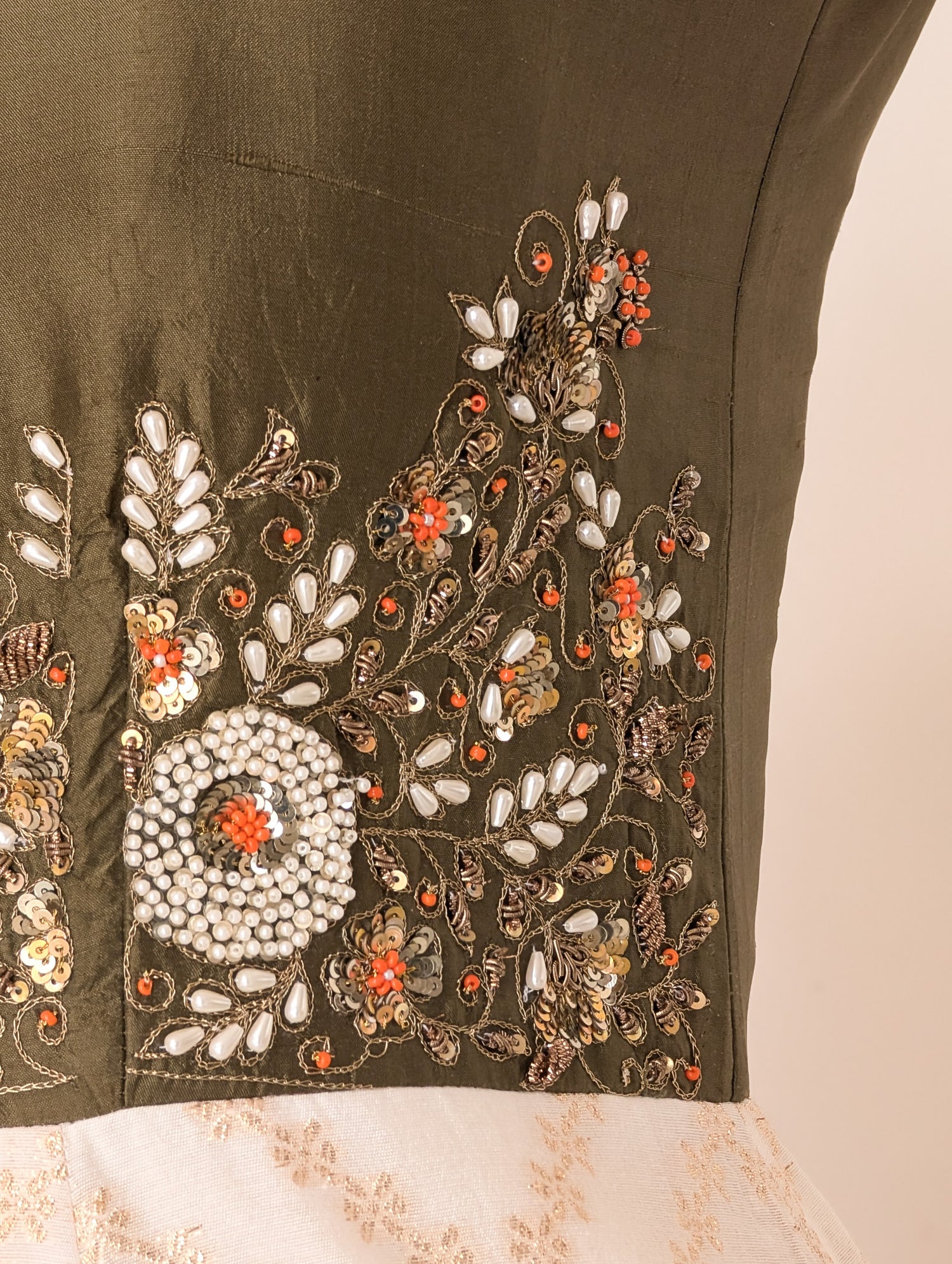 Ivory Olive Anarkali