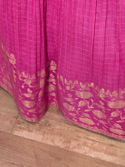 Pure Moonga Silk Skirt With Heavy Hand Embroidered Blouse
