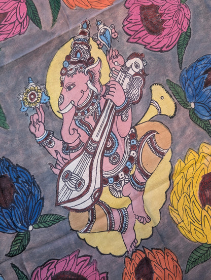 Pure Modal silk X Pen Kalamkari - Dusty Mauve