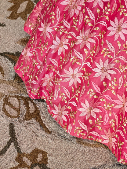 Pink Floral Skirt w/t Pastel Green Blouse