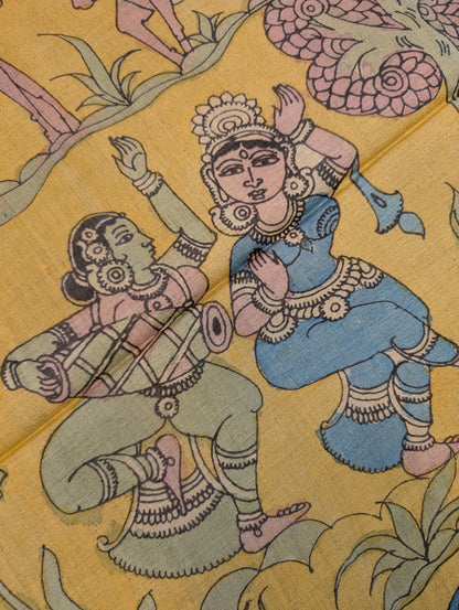 Pen Kalamkari X Pure Tussar - Antique Gold