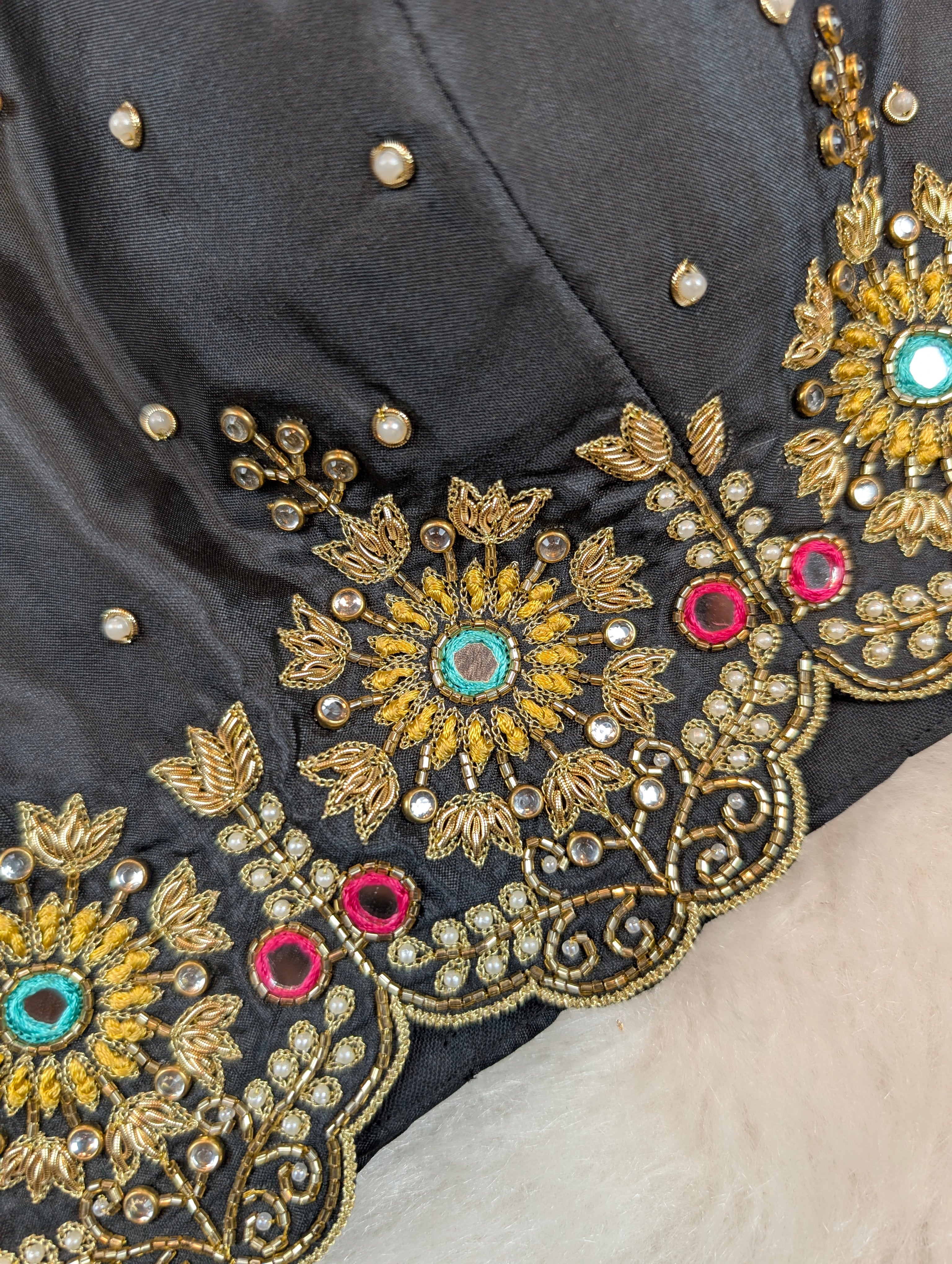 Black Sleeveless Embroidered Spaghetti Blouse