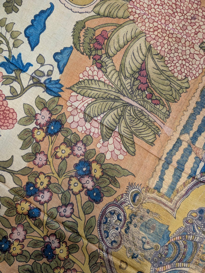 Pen Kalamkari X Pure Tussar - Soft Beige