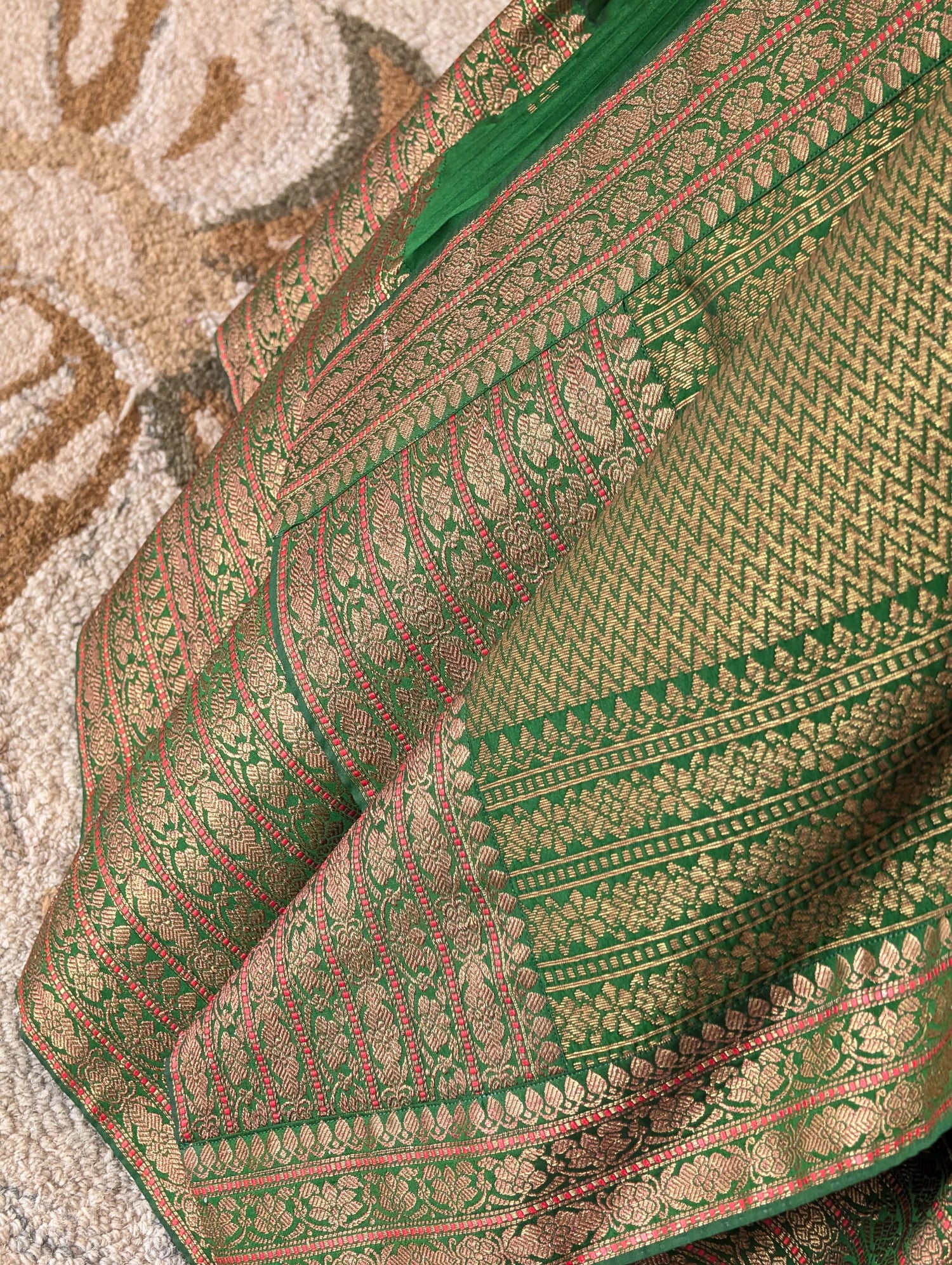 Emerald Green Pre Draped Lehenga Set