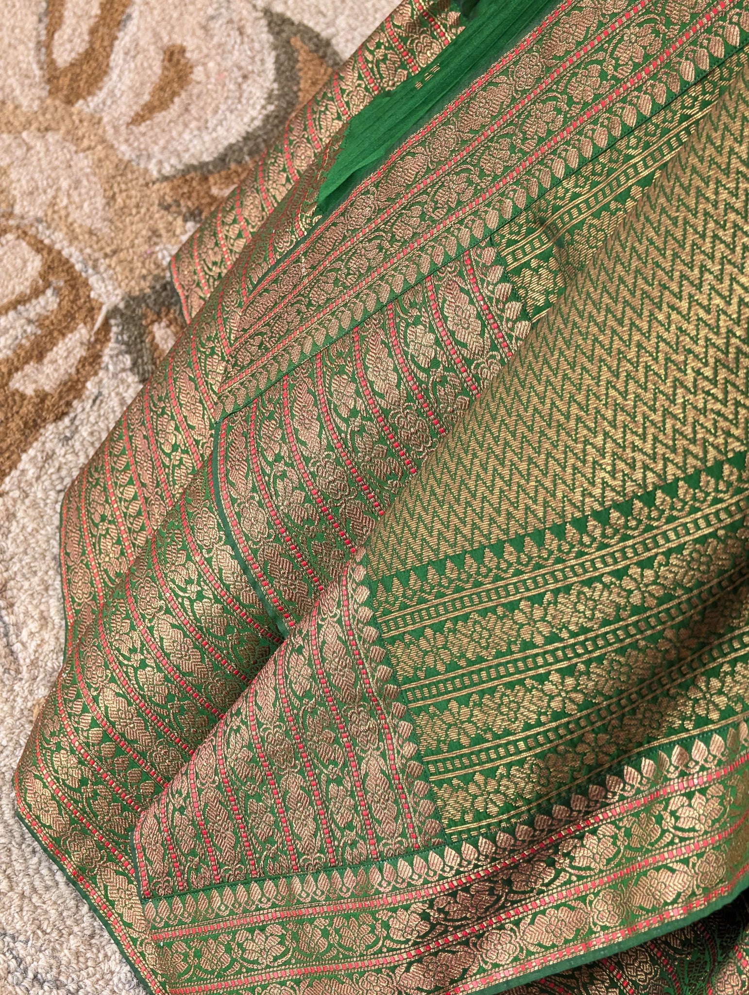 Emerald Green Pre Draped Lehenga Set