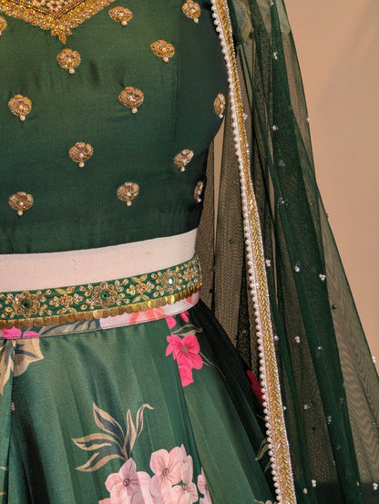Enchanted Green Floral Lehenga