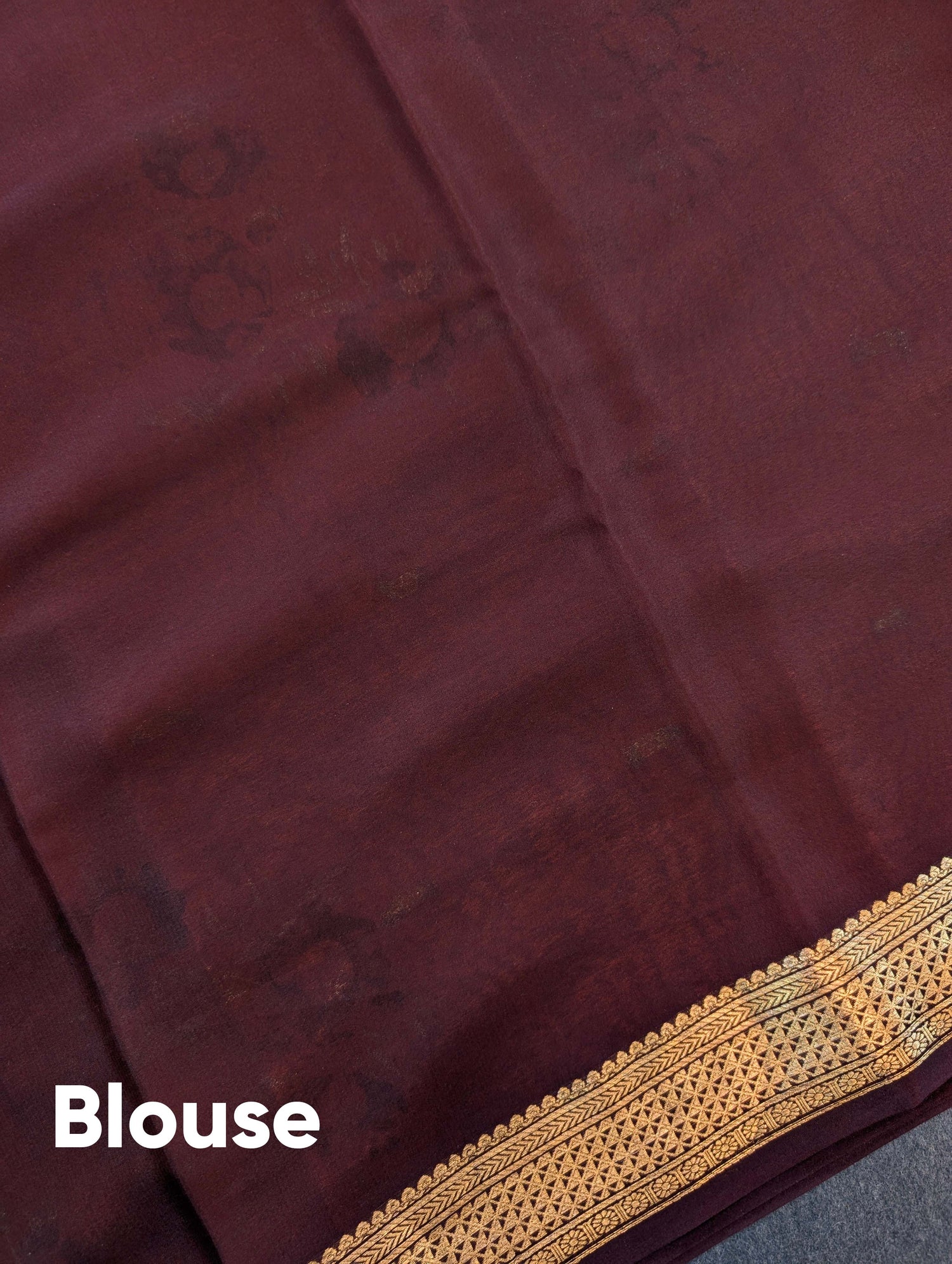 Pure Mysore Silk Crepe - Burnt Orange with Brown