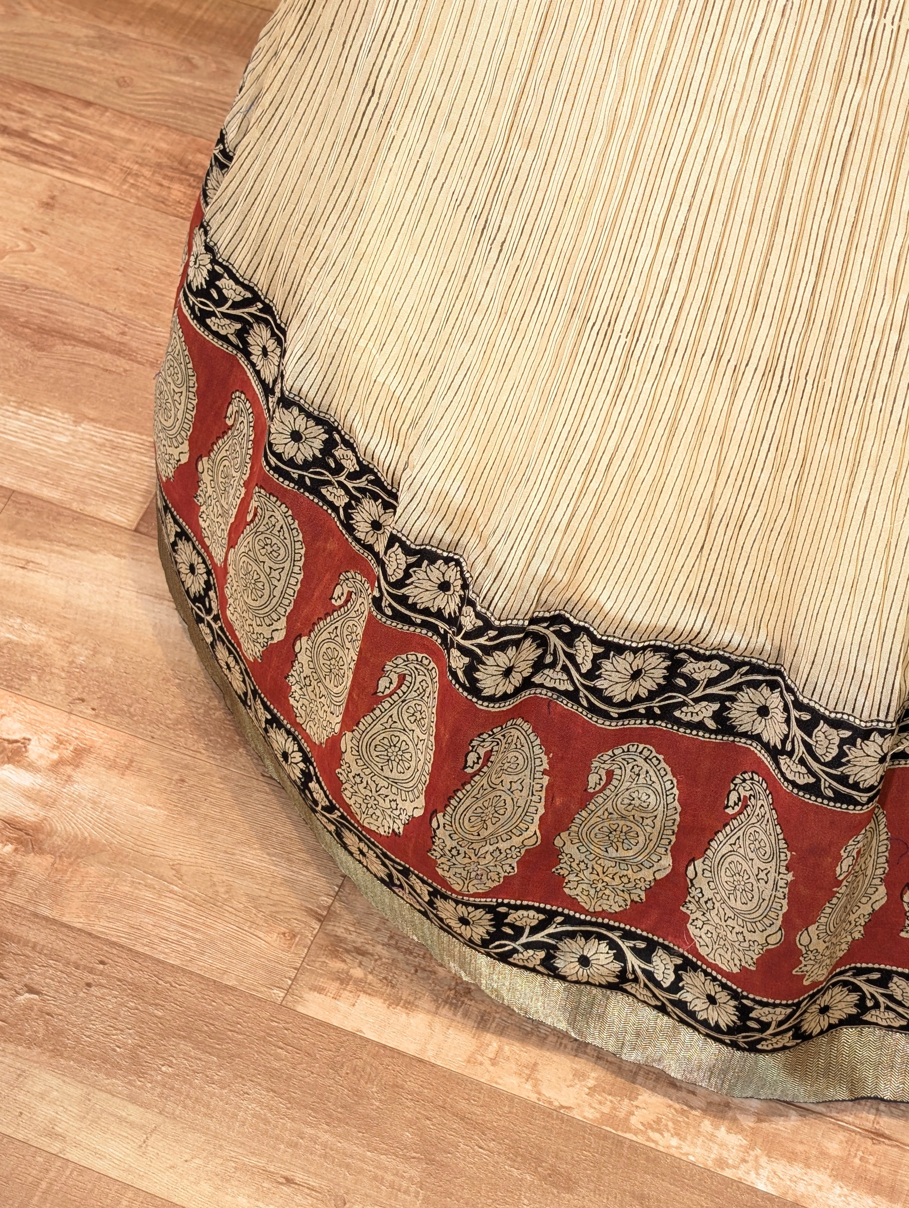 Maroon &amp; Beige Embroidered Crop Top Skirt