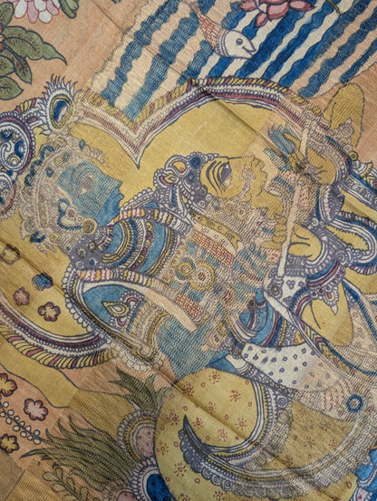 Pen Kalamkari X Pure Tussar - Soft Beige