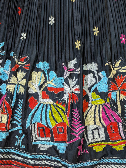 Black Kantha Embroidered Lehenga Set