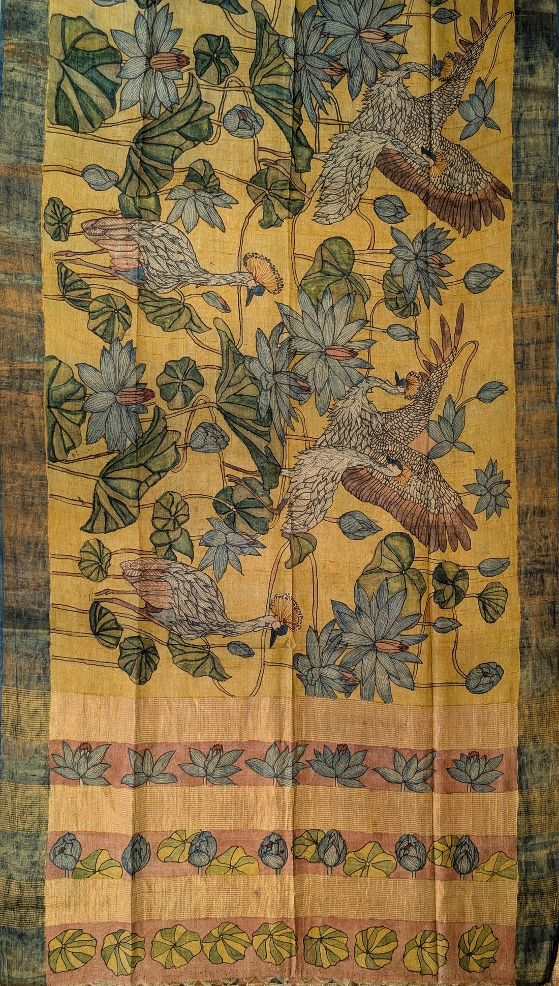 Pen Kalamkari X Pure Tussar - Mustard Yellow