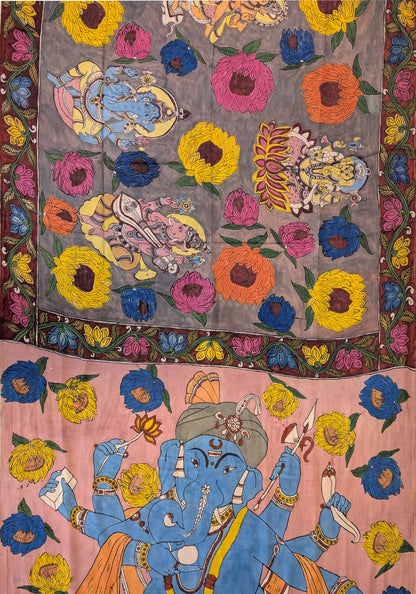 Pure Modal silk X Pen Kalamkari - Dusty Mauve