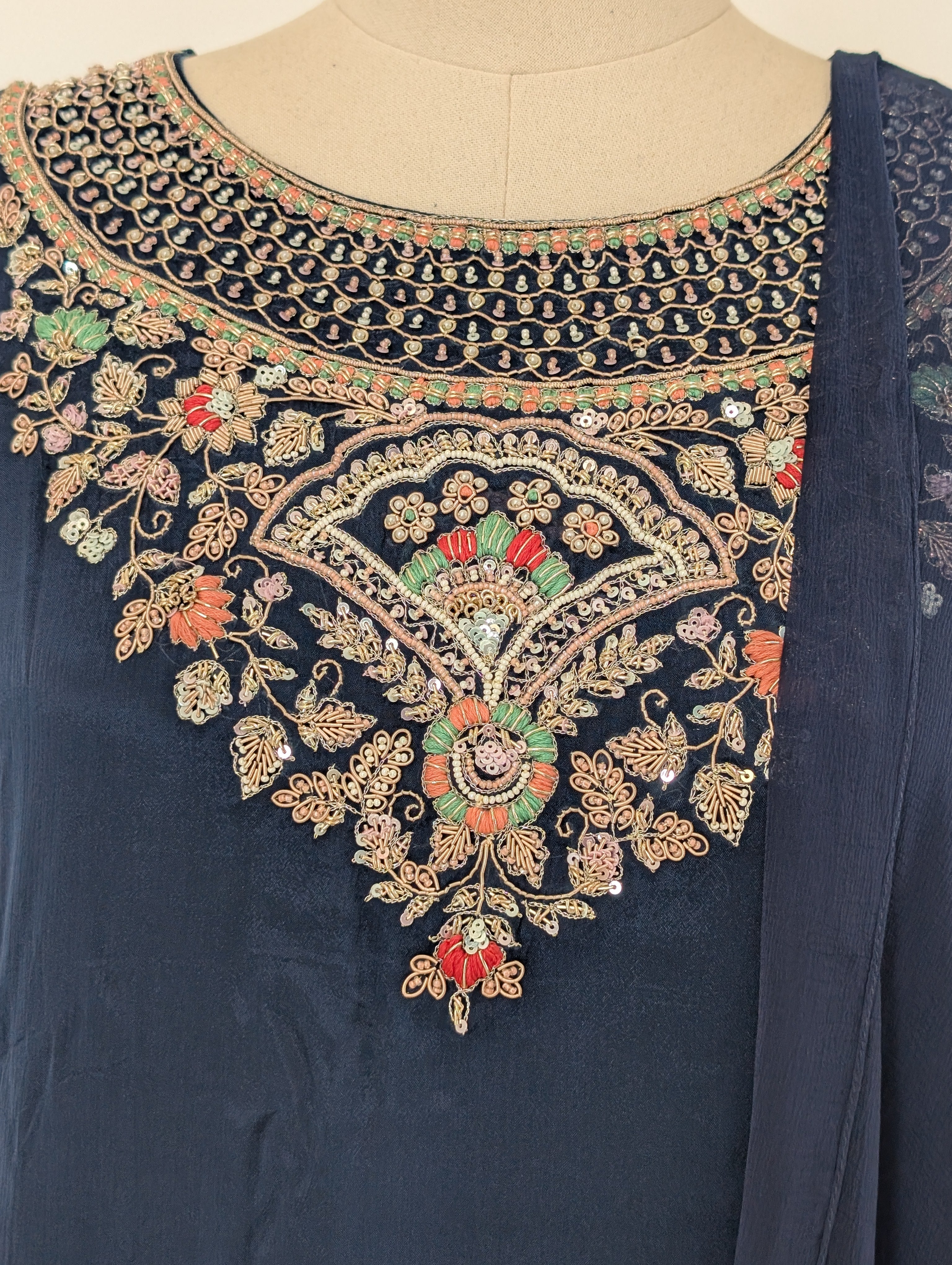Navy Blue Embroidered Salwar