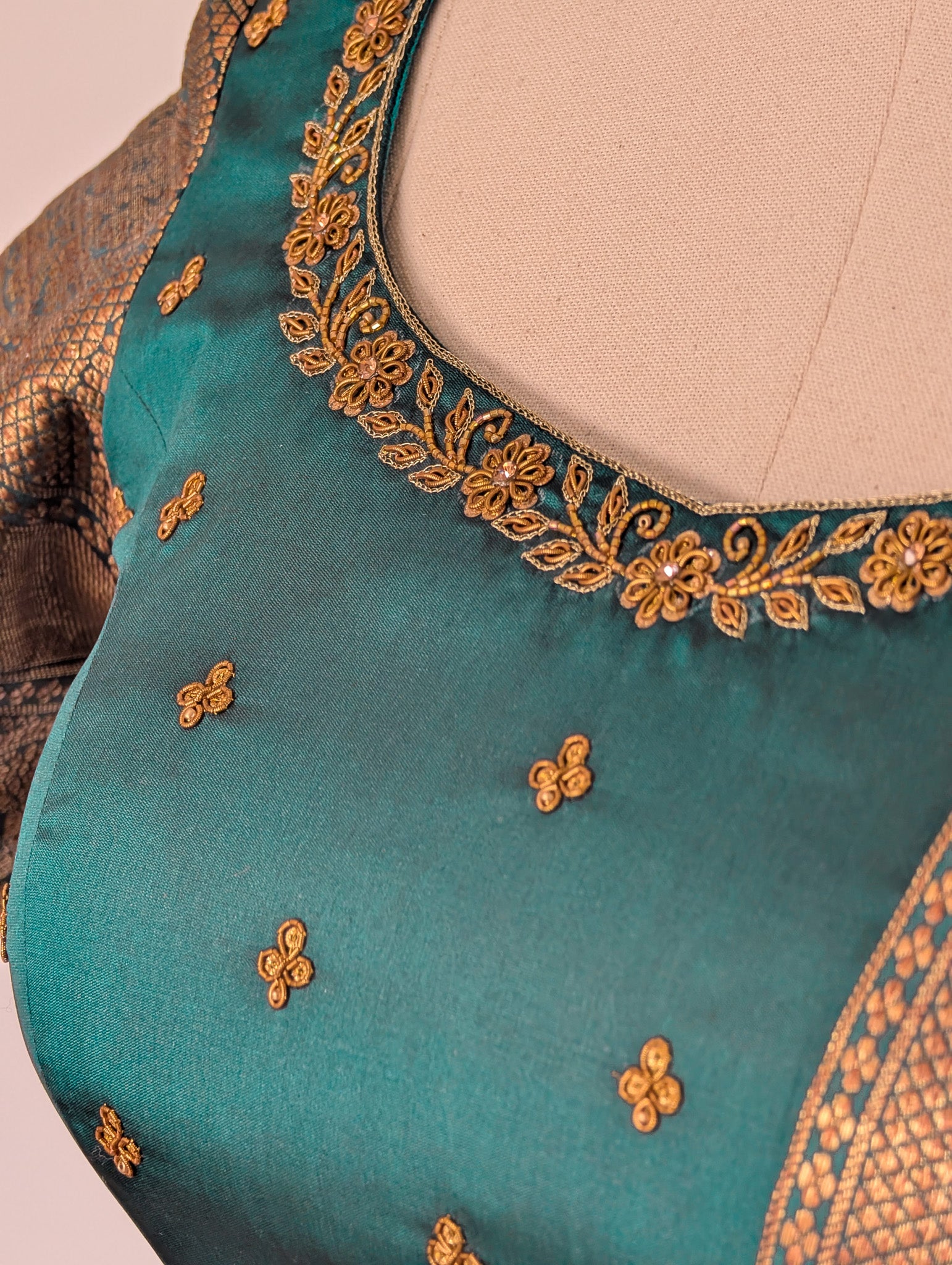 Teal Green Pre Draped Lehanga Set