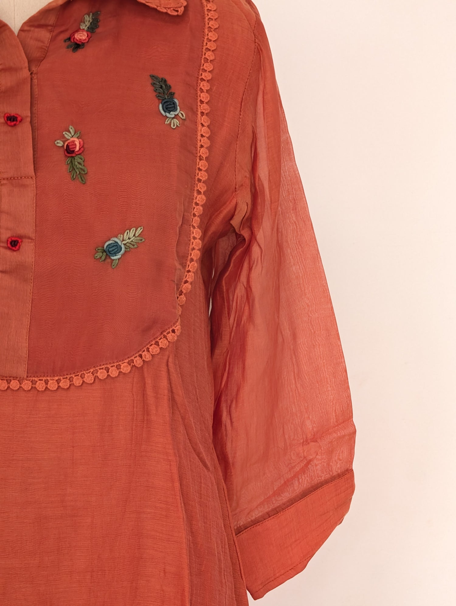 Peach Embroidered Kurta Set