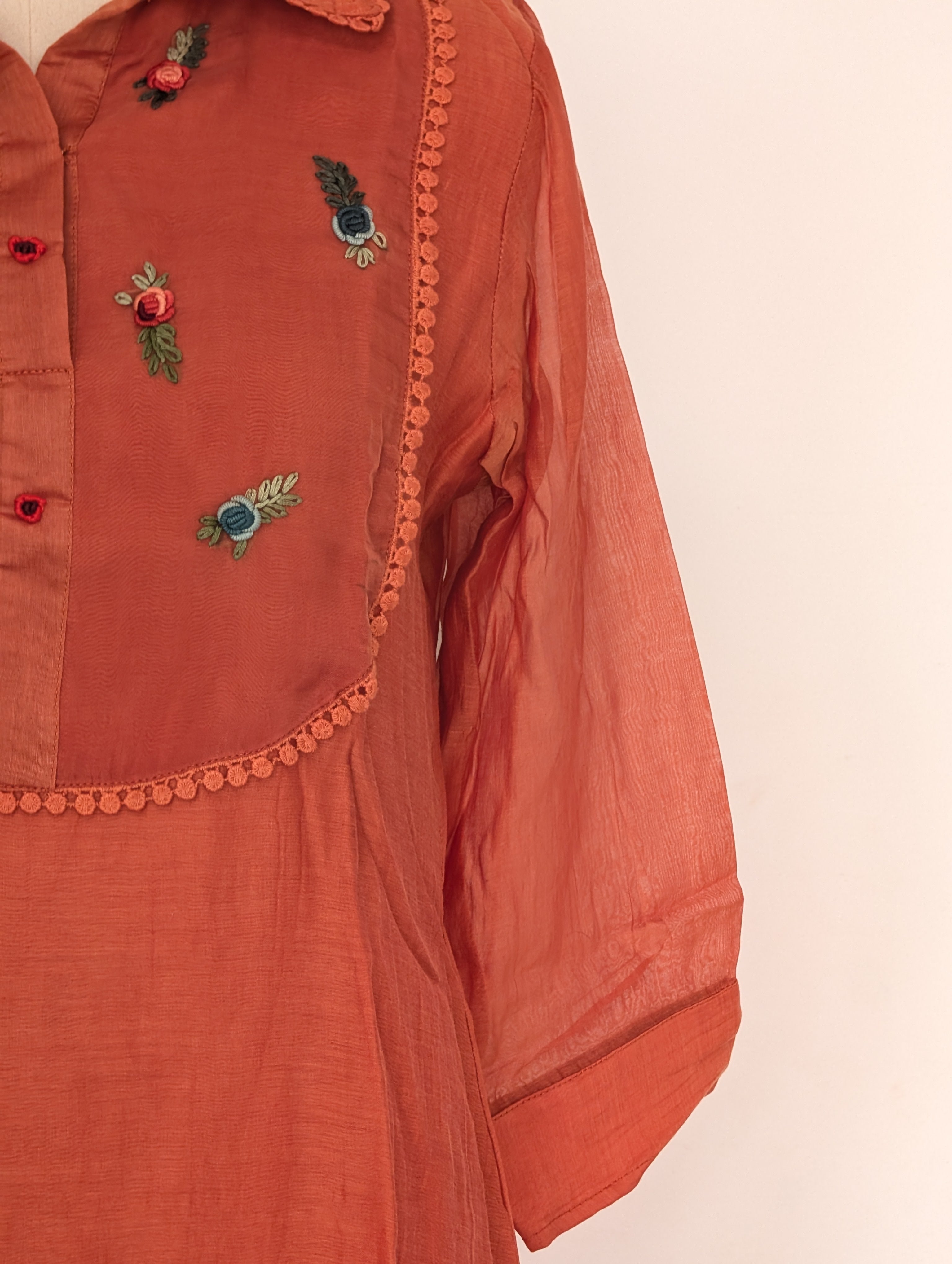 Peach Embroidered Kurta Set