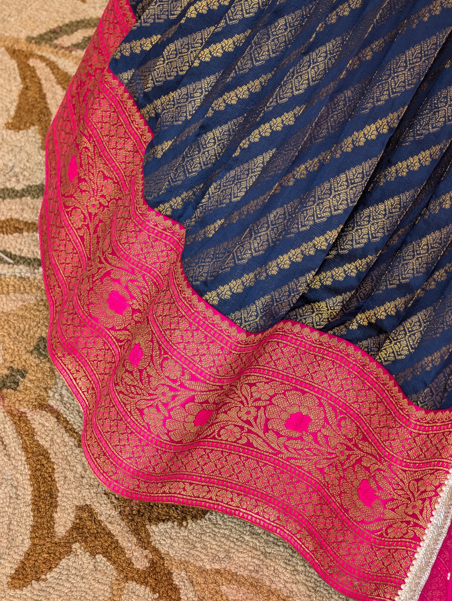 Pink &amp; Navy Blue Lehenga Set