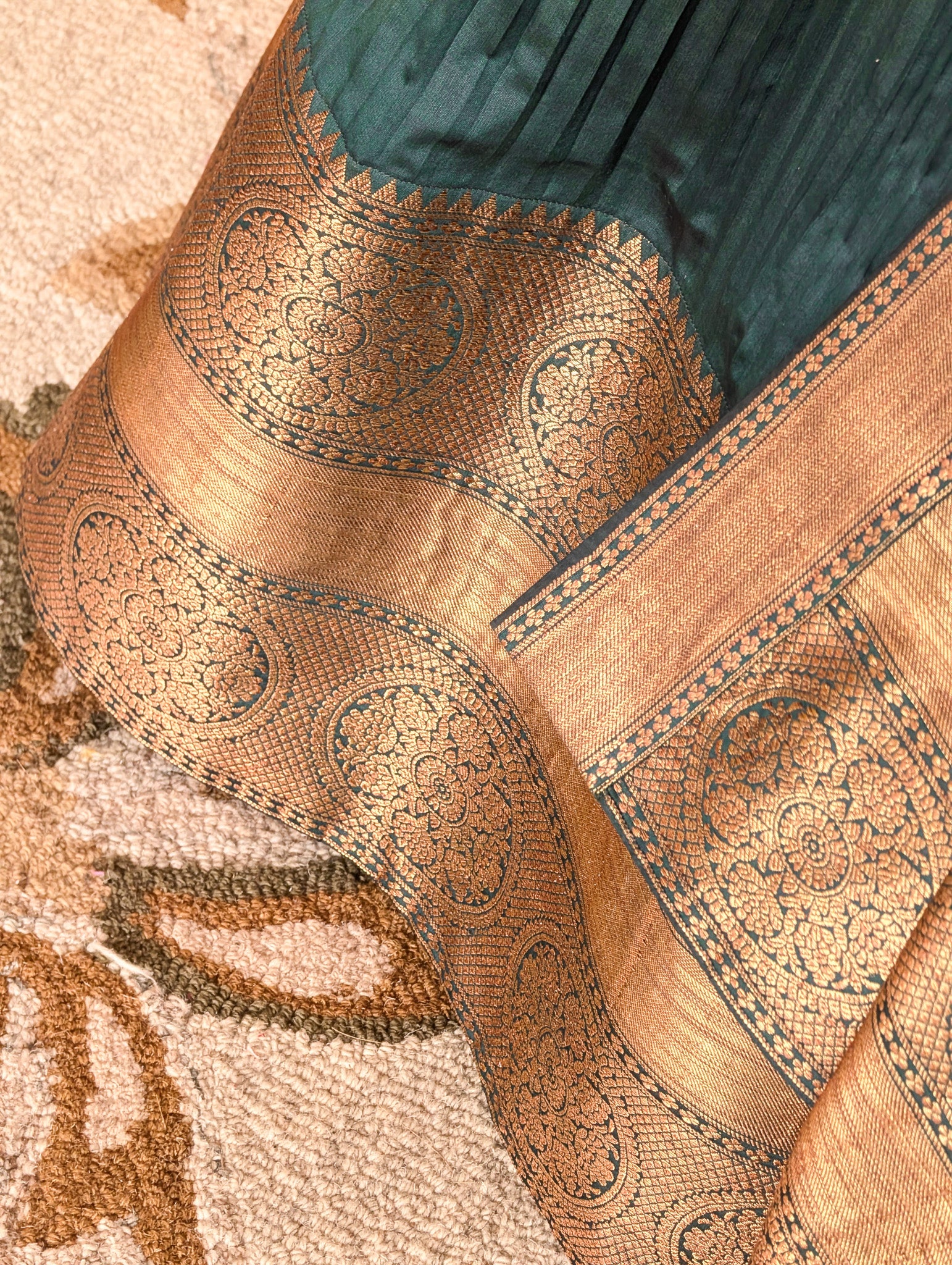 Teal Green Pre Draped Lehanga Set