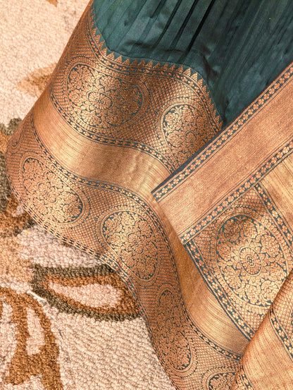 Teal Green Pre Draped Lehanga Set