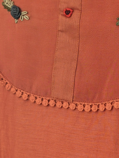 Peach Embroidered Kurta Set