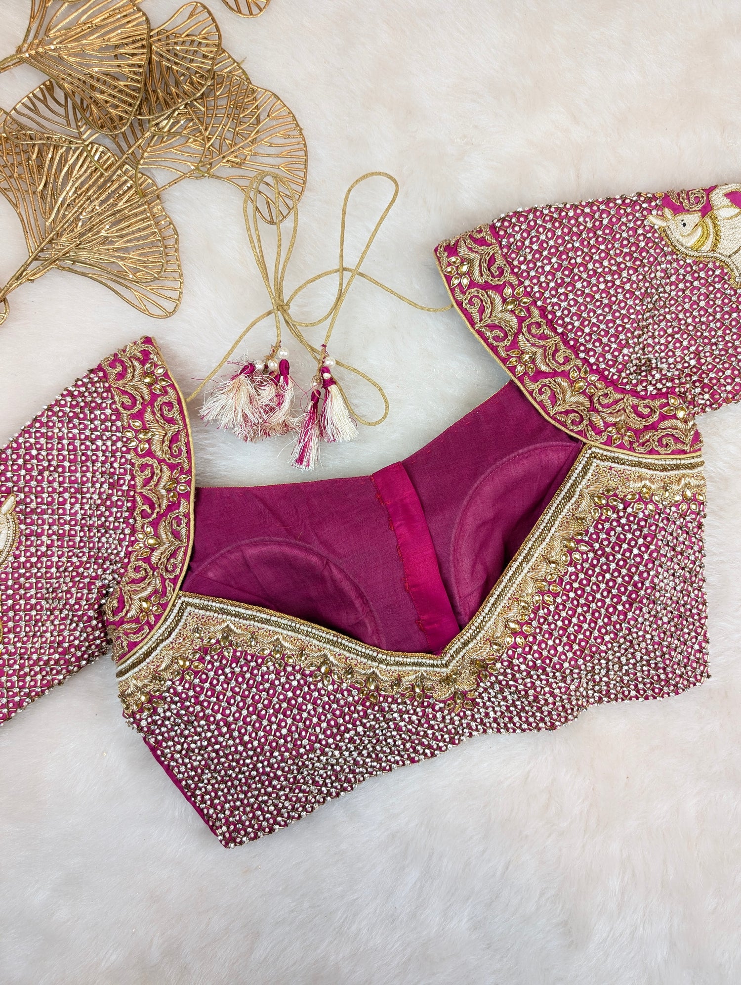 Heavy Hand Embroidered Pink Blouse