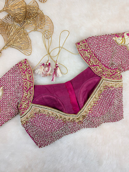 Heavy Hand Embroidered Pink Blouse