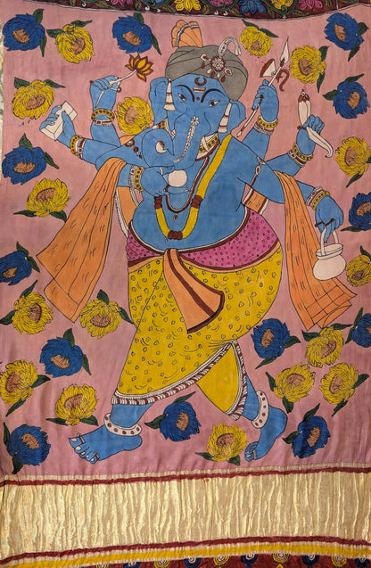 Pure Modal silk X Pen Kalamkari - Dusty Mauve