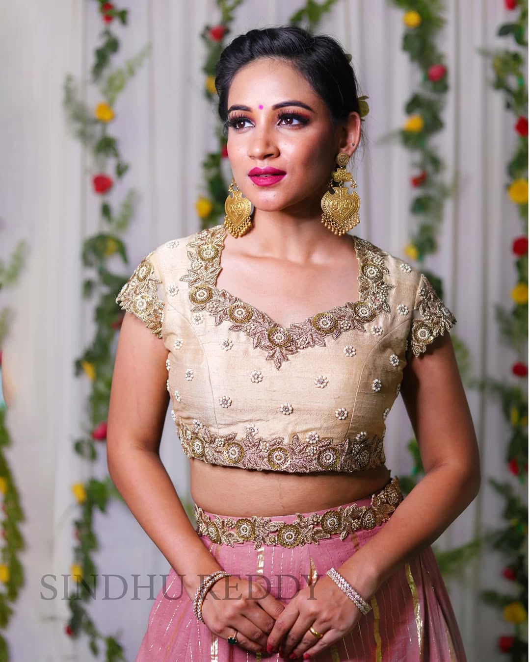 Beige Embroidered Silk Blouse with Zari Work
