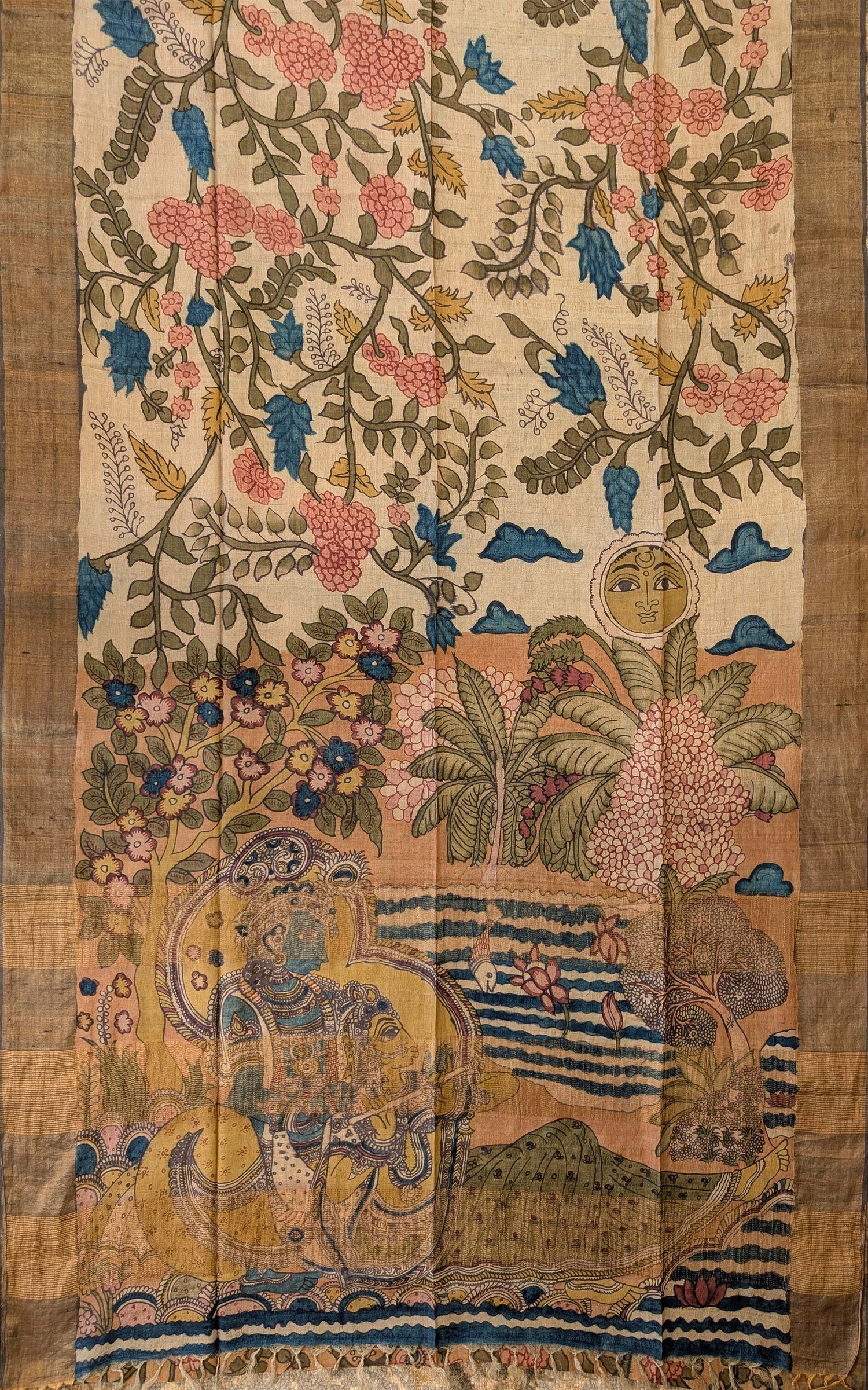 Pen Kalamkari X Pure Tussar - Soft Beige