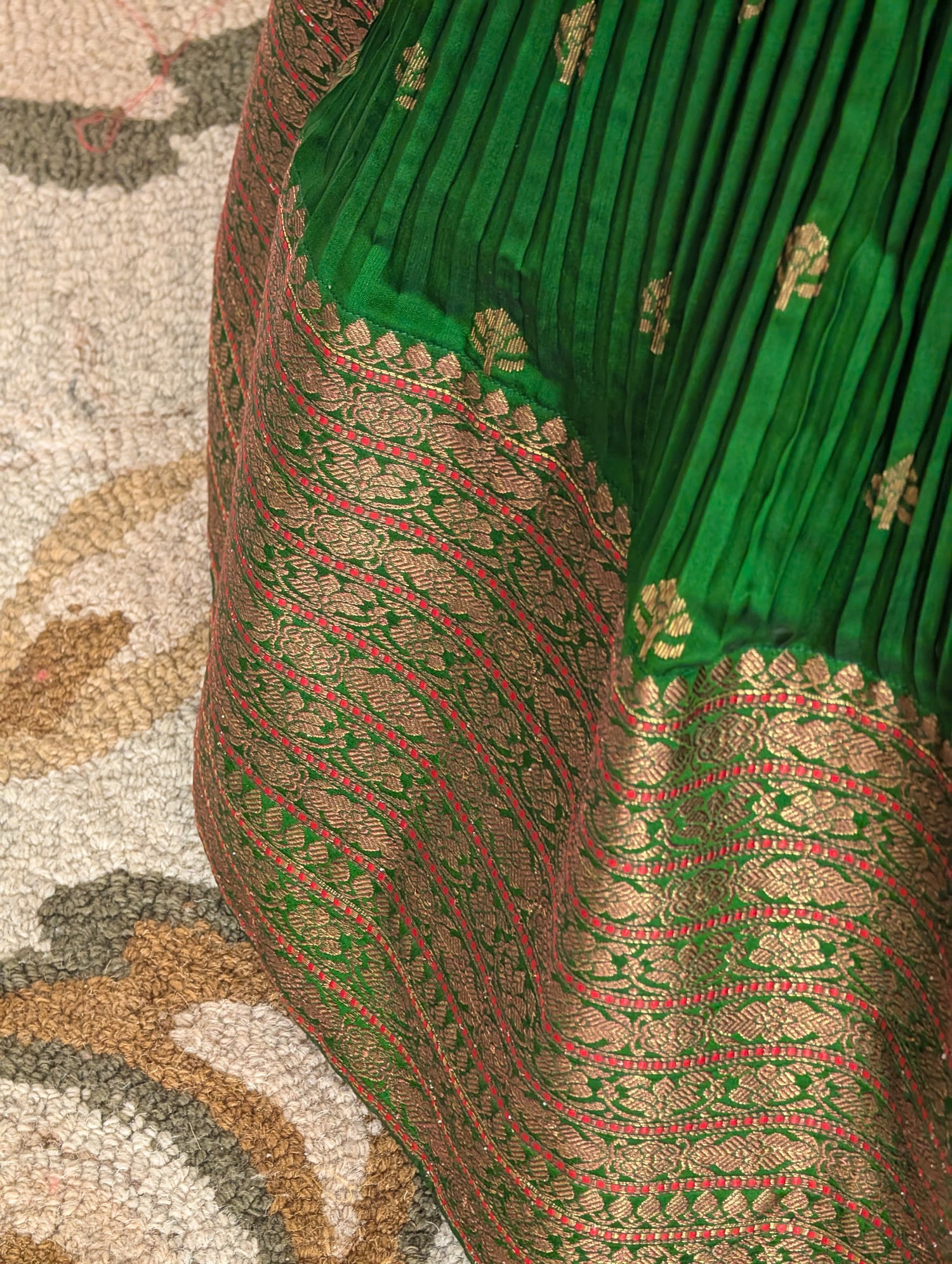 Emerald Green Pre Draped Lehenga Set