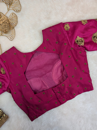 Magenta Heavy Embroidered Full Sleeve Blouse