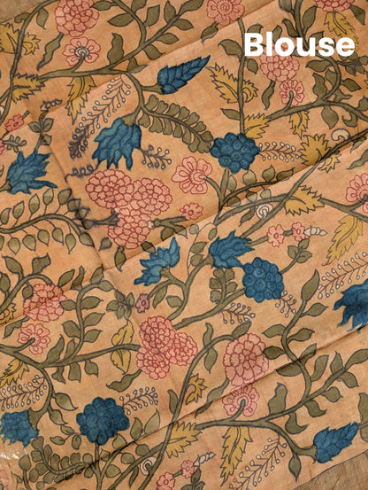 Pen Kalamkari X Pure Tussar - Soft Beige