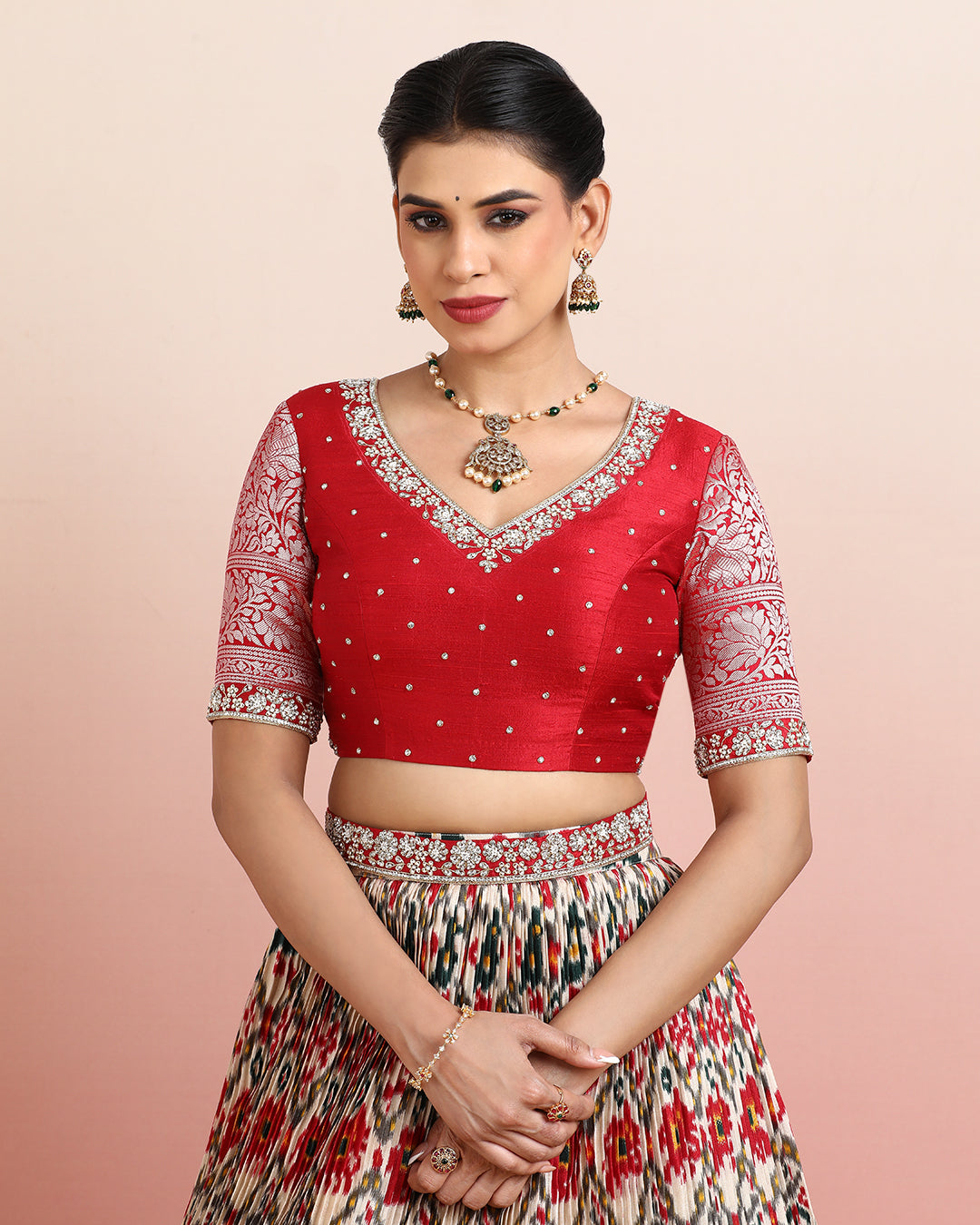 Red Patola Printed Lehanga Set