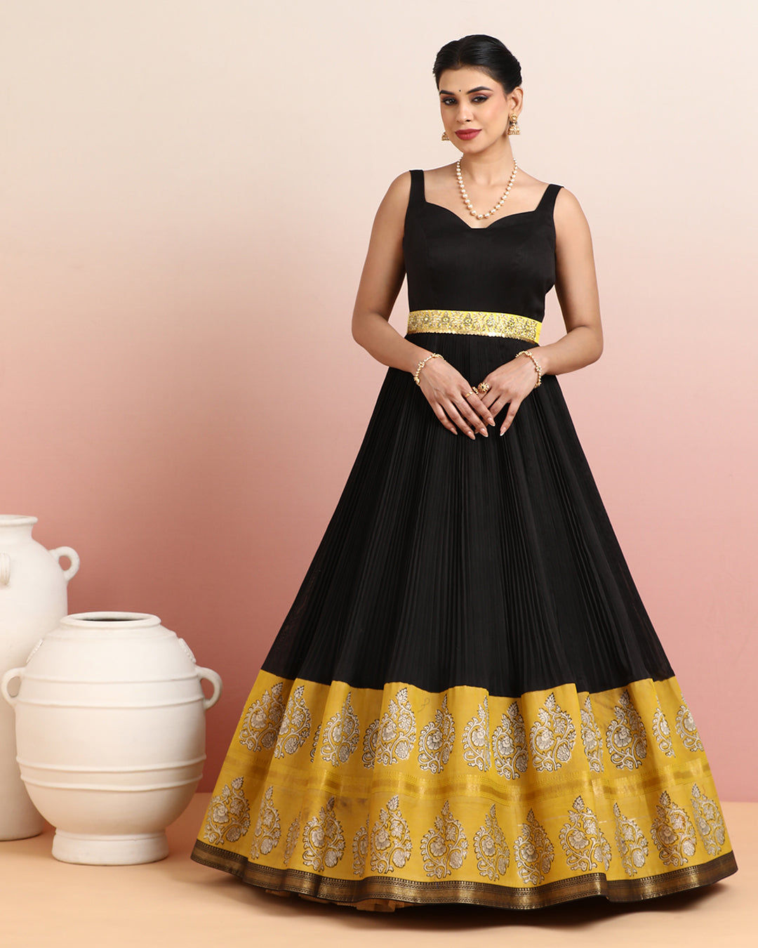 Black &amp; Mustard Anarkali