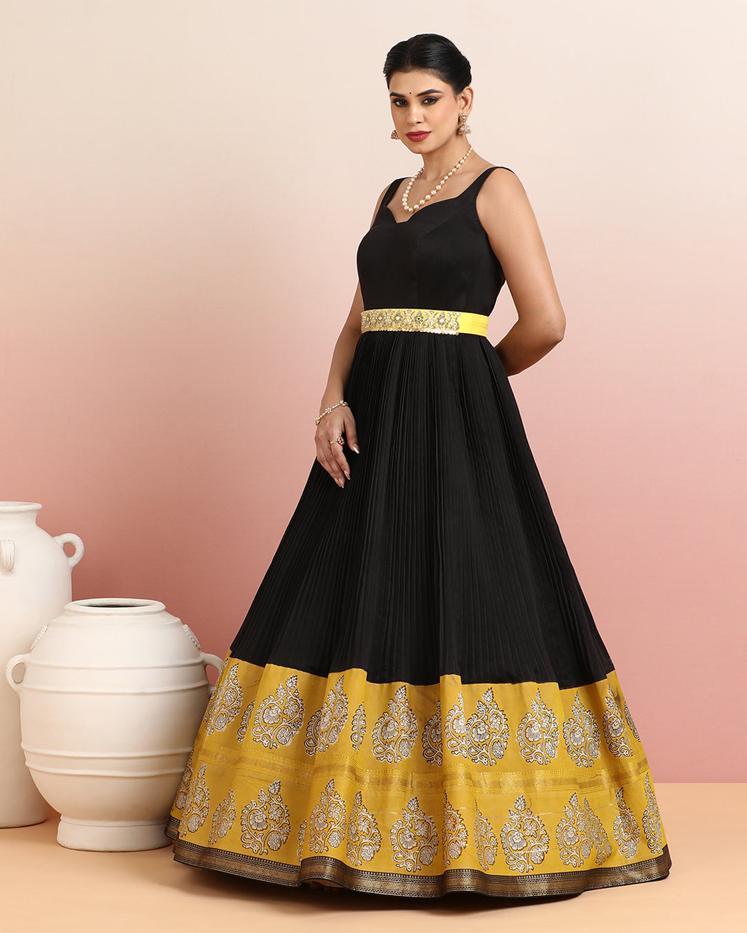 Black &amp; Mustard Anarkali