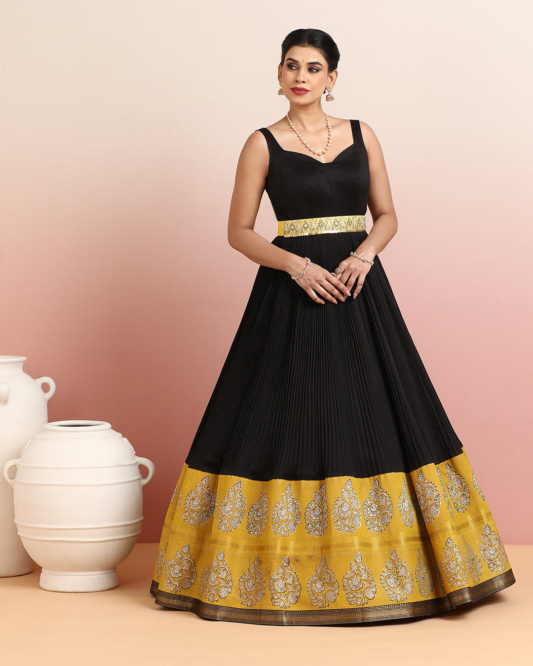 Black &amp; Mustard Anarkali