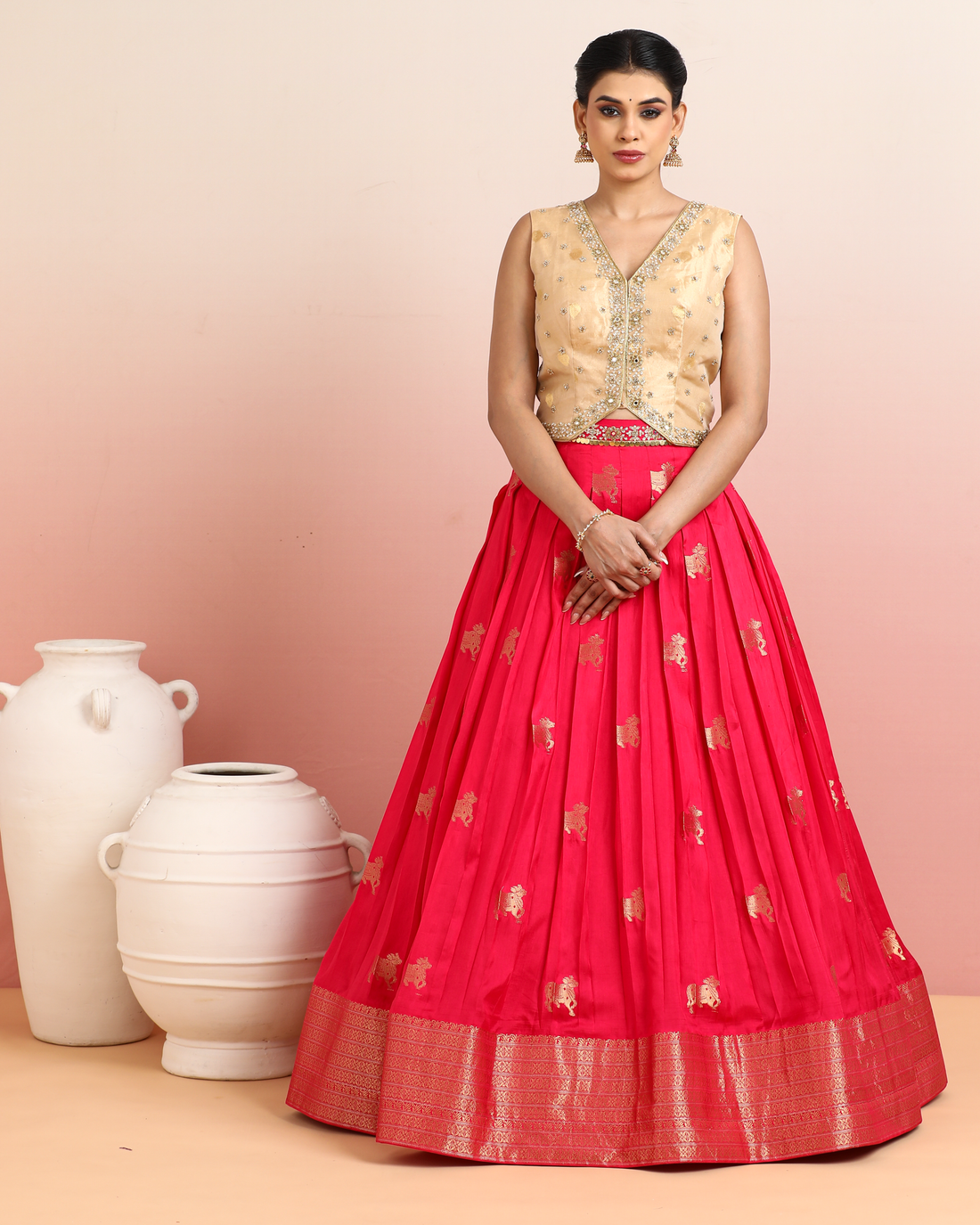 Pink Silk Festive Lehenga