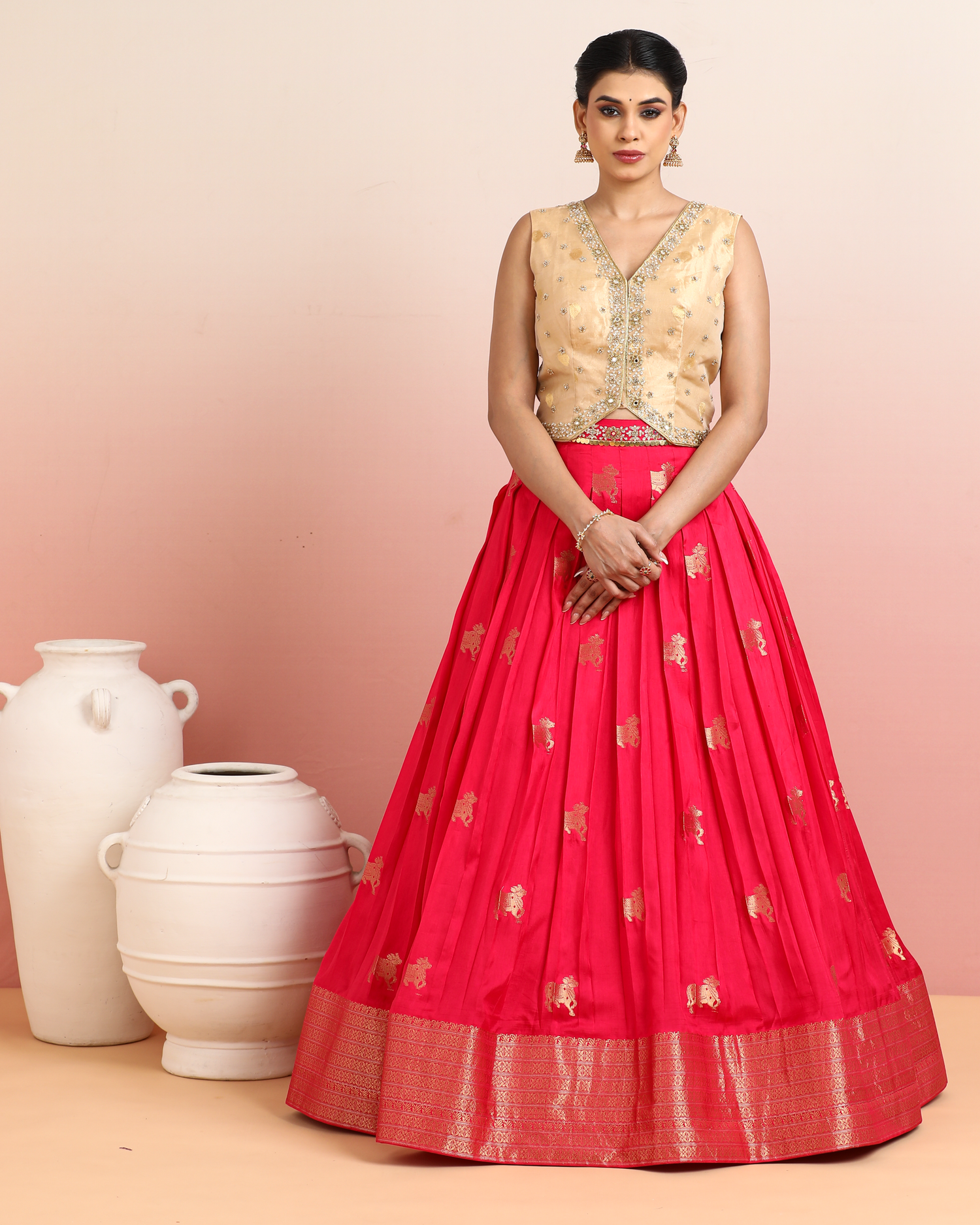 Pink Silk Festive Lehenga