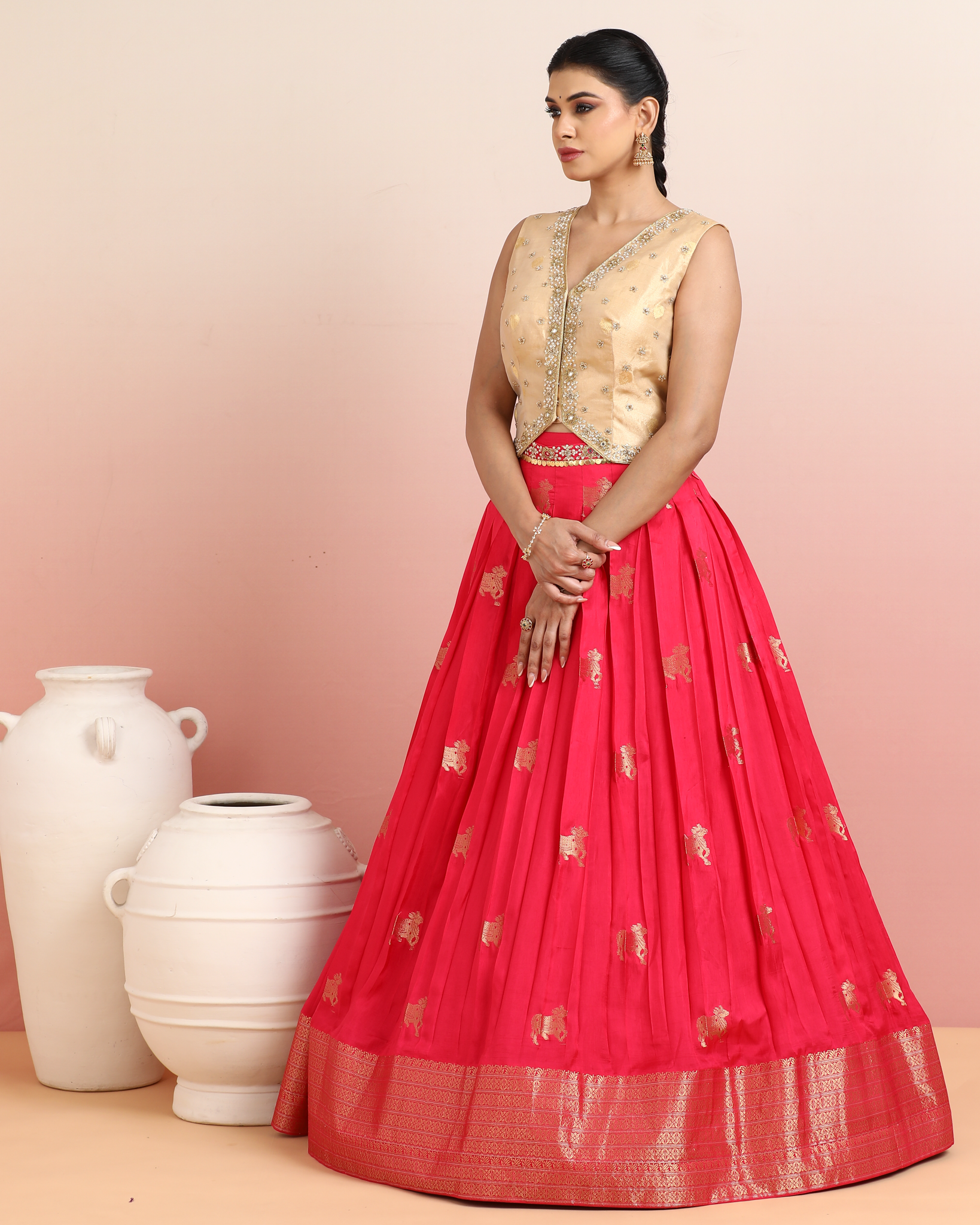 Pink Silk Festive Lehenga