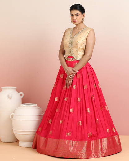 Pink Silk Festive Lehenga