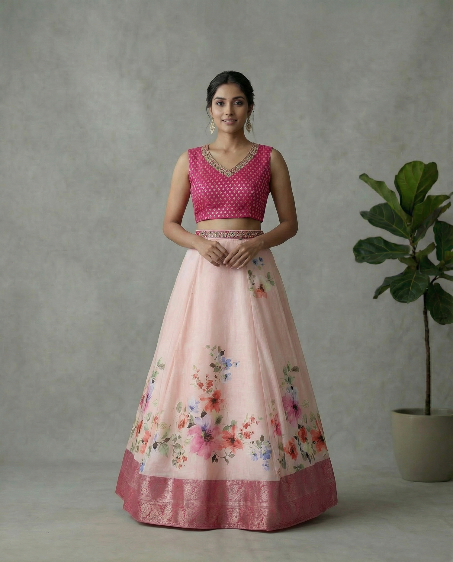 Blush Pink Floral Lehenga set