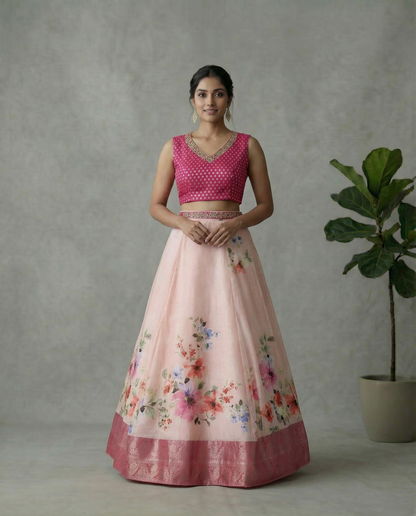 Blush Pink Floral Lehenga set