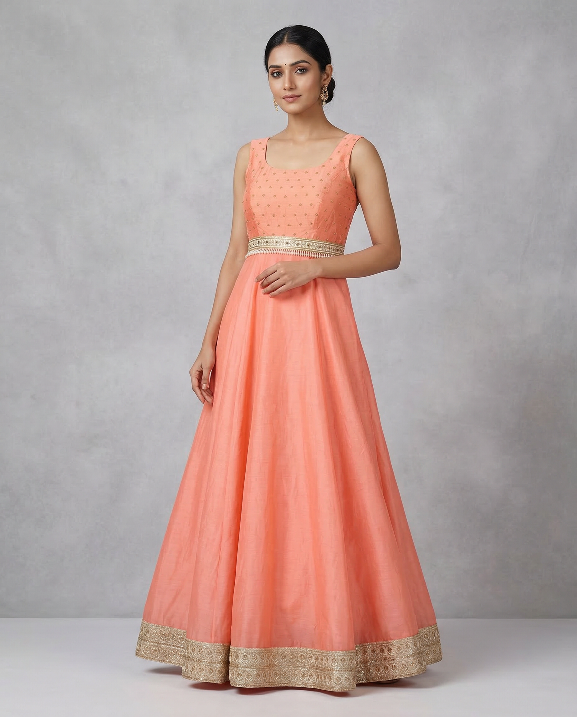 Peach Embellished Anarkali Dress